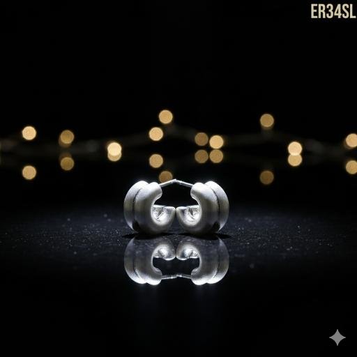 Double Row C Hoop Earrings - Silver